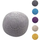 Mendler Pouf HWC-E16, Strickhocker Sitzhocker Strickpouf, Strickoptik 40x50cm ~ grau