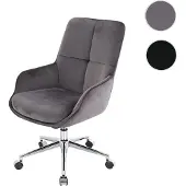 Mendler Bürostuhl HWC-J64, Drehstuhl Schreibtischstuhl Lehnstuhl, mit Armlehne höhenverstellbar Samt MVG dunkelgrau