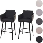 Mendler 2er-Set Barhocker HWC-H93, Barstuhl Tresenhocker, Fußablage Metall Kunstleder schwarz