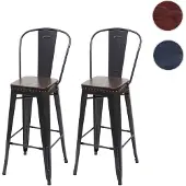 Mendler 2er-Set Barhocker HWC-H10c, Barstuhl Küchenhocker, Metall Kunstleder Chesterfield Industrial Gastronomie schwarz-braun