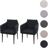 Mendler 2er-Set Esszimmerstuhl HWC-H93, Küchenstuhl Lehnstuhl Stuhl Kunstleder schwarz