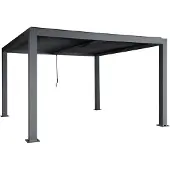 Mendler Pergola HWC-L46, Gartenpavillon Lamellen-Pavillon, 11cm-Aluminium-Gestell, Regenrinne sturmfest, 3x4m anthrazit