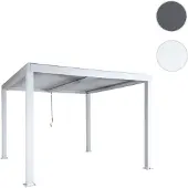 Mendler Pergola HWC-L46, Gartenpavillon Lamellen-Pavillon, 11cm-Aluminium-Gestell, Regenrinne sturmfest, 3x3m weiß