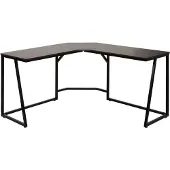 Mendler Eck-Schreibtisch HWC-K66, Computertisch Arbeitstisch, MVG- 76x140x140cm, MDF Metall dunkelbraun