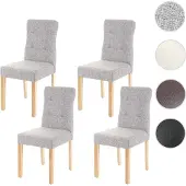 Mendler 4er-Set Esszimmerstuhl HWC-E58, Stuhl Essstühle, - Stoff/Textil grau, helle Beine
