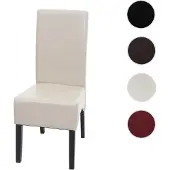 Mendler Esszimmerstuhl Latina, Küchenstuhl Stuhl, Leder creme, dunkle Beine
