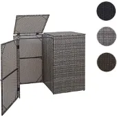 Mendler 2er-Mülltonnenverkleidung HWC-E25, Mülltonnenbox Mülltonnenabdeckung, Poly-Rattan 2x120l grau