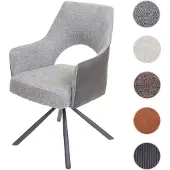 Mendler Esszimmerstuhl HWC-K30, Küchenstuhl Lehnstuhl, drehbar Auto-Position, Stoff/Textil MVG grau-dunkelgrau