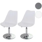Generique 2er-Set Drehstuhl Malmö T501, Stuhl Küchenstuhl, höhenverstellbar, Kunstleder weiß, Chromfuß