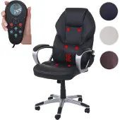 Mendler Massage-Bürostuhl HWC-A69, Drehstuhl Chefsessel, Heizfunktion Massagefunktion Kunstleder schwarz