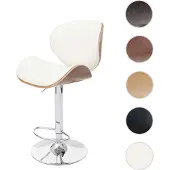 Generique Barhocker Foxrock, Barstuhl, Holz Bugholz Retro-Design Walnuss-Optik, Kunstleder creme