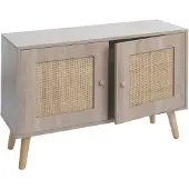 Mendler Kommode HWC-M40, Sideboard Schrank Highboard, Staufächer, Kubu Rattan Holz Melamin, Eiche-Optik