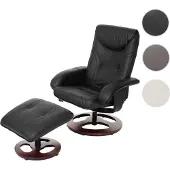 Mendler Relaxsessel HWC-C46, Fernsehsessel Sessel mit Hocker, Kunstleder schwarz