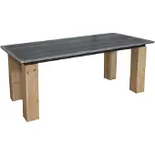 Mendler Esstisch HWC-L76, Tisch Esszimmertisch, Industrial Massiv-Holz MVG- 200x100cm, natur mit Metall-Optik