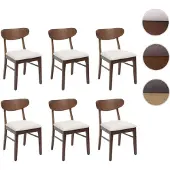 Mendler 6er-Set Esszimmerstuhl HWC-M59, Küchenstuhl Stuhl, Stoff/Textil Massiv-Holz dunkles Gestell, creme