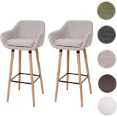 Mendler 2er-Set Barhocker Malmö T381, Barstuhl Tresenhocker Textil, creme grau