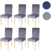 Mendler 6er-Set Esszimmerstuhl Stuhl Küchenstuhl Littau, Samt grau, helle Beine