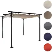 Mendler Pergola HWC-C42, Garten Pavillon, stabiles 6cm-Gestell + Schiebedach 3x3m creme