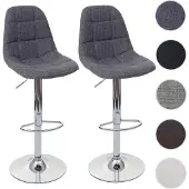 Mendler 2er-Set Barhocker HWC-A67, Barstuhl Tresenhocker, MVG- grau, Textil