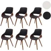 Mendler 6er-Set Esszimmerstuhl HWC-D23, Küchenstuhl Stuhl, Retro-Design Kunstleder schwarz