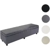 Mendler Aufbewahrungs-Truhe Kriens XXL, Leder + Kunstleder, 180x45x45cm ~ grau