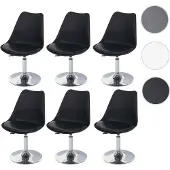Mendler 6er-Set Drehstuhl Malmö T501, Stuhl Küchenstuhl, höhenverstellbar, Kunstleder schwarz, Chromfuß