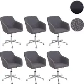 Mendler 6er-Set Esszimmerstuhl HWC-A74, Drehstuhl Loungesessel, höhenverstellbar Textil, grau
