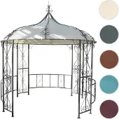 Mendler Pergola Almeria, Rundpavillon Garten Pavillon, stabiles Stahl-Gestell Ø 3m creme