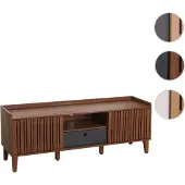 Mendler TV-Rack HWC-M48, Lowboard TV-Schrank, Schiebetür 56x150x40cm Walnuss-Optik, Schublade dunkelgrau