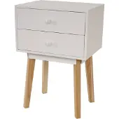 Mendler Kommode Malmö T271, Beistelltisch Nachttisch Schrank, Retro-Design 59x40x30cm Schublade weiß