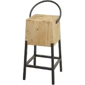 Mendler Barhocker HWC-L76, Barstuhl Tresenhocker, Industrial Metall Massiv-Holz MVG-, natur