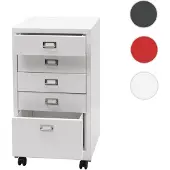 Mendler Rollcontainer HWC-L49, Schubladenschrank Stahlschrank Aktenschrank, Metall 75x40x41cm 5 Schubladen ~ weiß