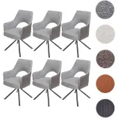 Mendler 6er-Set Esszimmerstuhl HWC-K30, Küchenstuhl Lehnstuhl, drehbar Auto-Position, Stoff/Textil MVG grau-dunkelgrau
