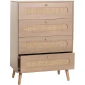 Mendler Kommode HWC-M38, Schrank Sideboard Highboard, Kubu Rattan Holz, 101x71x42cm Eiche-Optik