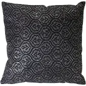 Mendler Deko-Kissen Barock, Sofakissen Zierkissen mit Füllung, schwarz Glanz-Effekt 45x45cm