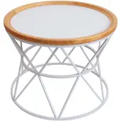 Mendler Couchtisch HWC-N32, Kaffeetisch Beistelltisch Loungetisch Sofatisch Wohnzimmertisch, Metallgestell Holz Ø66cm weiß