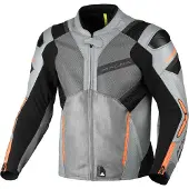 Macna Galvic perforierte Motorrad Leder-/Textiljacke, schwarz/grau/orange, 56