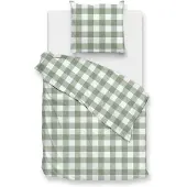 Zohome Quattro di Lino Bettwäsche 155 Moss Green Bettwäsche 1 x Bettbezug 155x220 + 1 x Kopfkissenbezug 80x80 Moss-Green Kariert grün