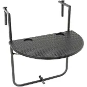 VCM Balkonhängetisch | Maße H 83 x B 59 x T 63 cm | Balkontisch | Wandklapptisch | Hängetisch schwarz