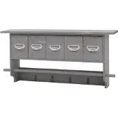 Mendler Garderobe MCW-C49, Wandgarderobe Wandregal, Vintage mit 5 Schubladen 32x65x13cm Shabby Look, grau