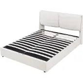 En.casa Polsterbett 'Lunner' Doppelbett mit Bettkasten 140 x 200 cm Beige