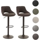 Mendler 2er-Set Barhocker HWC-N64, Barstuhl Tresenhocker, Fußablage drehbar, Kunstleder Metall braun