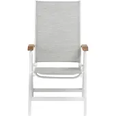 Kettler Granada Multipositionssessel mit Armlehne aus em Teak-Holz, weiß matt/ hellgrau, Aluminium/Outdoorgewebe