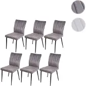 Mendler 6er-Set Esszimmerstuhl HWC-K16, Stuhl Küchenstuhl, Samt Metall dunkelgrau