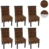Mendler 6er-Set Esszimmerstuhl Korbstuhl M45 Stuhl Bananengeflecht dunkel, ohne Kissen