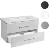 Mendler Premium Waschbecken + Unterschrank HWC-D16, Waschbecken Waschtisch, hochglanz 90cm weiß