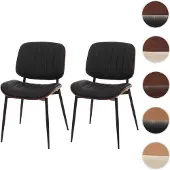 Mendler 2er-Set Esszimmerstuhl HWC-O44, Küchenstuhl Stuhl, Bugholz Kunstleder Walnuss-Optik, schwarz