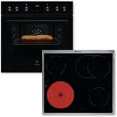 Electrolux ELXH3K (KEFGH40BK + LRD6406XK) Herdset schwarz 8Heizarten Elektrokochfeld Edelstahlrahmen 60cm