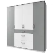 Wimex Kleiderschrank "Click", weiß (weiß, beton, nachbildung lichtgrau), B:180cm H:199cm T:58cm, Schränke, Kleiderschrank, ohne Spiegel
