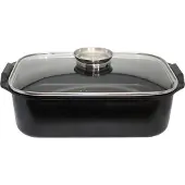 ELO Stahlwaren ELO Duo Vital Bräter Aluminiumguss eckig Glasdeckel mit Aromaknopf Induktion schwarz 40cm